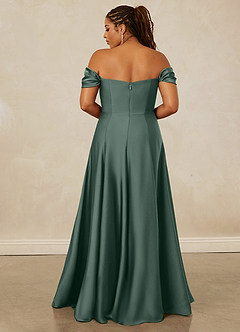 Christian Siriano Bridal for Azazie 1002 Bridesmaid Dresses Sea Moss A-Line Off the Shoulder Stretch Satin Convertible Dress image17