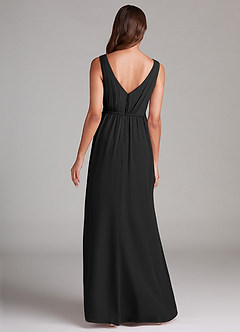 Azazie Tanicia Bridesmaid Dresses Black A-Line Pleated Chiffon Dress image7