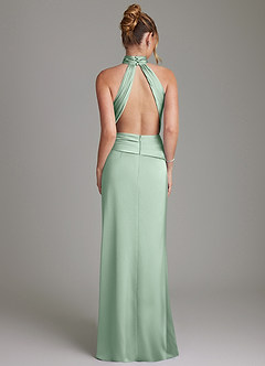 Azazie Gracelynn Vestidos de damas de honor Vestido de Agave de Satén Elástico de Corte Recto con Plisado image8