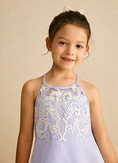 Azazie Ladybug Flower Girl Dresses Lilac A-Line Lace Organza Dress image4