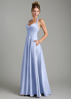 Azazie Tenaya Robes de demoiselle d'honneur Robe Trapèze en Satin extensible Décolleté en cœur Eis image5