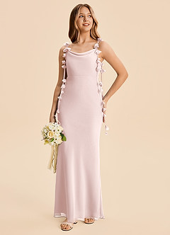 Azazie Trinity Junior Blushing Pink Mermaid Pleated Chiffon Dress image3