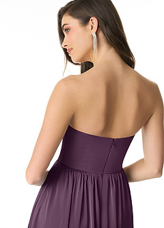 Azazie Morana Final Sale Plum A-Line Off the Shoulder Stretch Satin Convertible Dress image8
