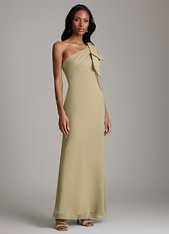Azazie Yuanna Bridesmaid Dresses Moss Green Mermaid One Shoulder Chiffon Dress image4