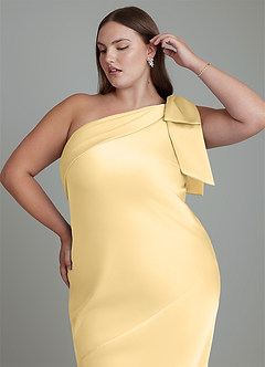 Azazie Yuanna Bridesmaid Dresses Butter Mermaid One Shoulder Stretch Satin Dress image10