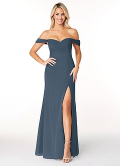 Azazie Joretta Final Sale Neptune A-Line Off the Shoulder Chiffon Convertible Dress image1