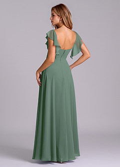 Azazie Leilani Bridesmaid Dresses Eucalyptus A-Line Pleated Chiffon Dress image6