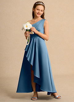 Azazie Taffy Junior Formal Flower Girl Klänningar Klä A-Line i Matt satäng Spets image4