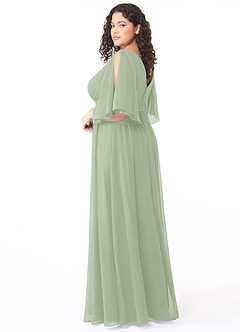 Azazie Temeka Bridesmaid Dresses Dusty Sage A-Line Ruched Chiffon Dress image10