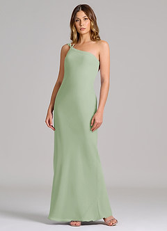 Azazie Monroe 신부 들러리 드레스 쉬스 한쪽 어깨 쉬폰 바닥 길이 드레스 image3