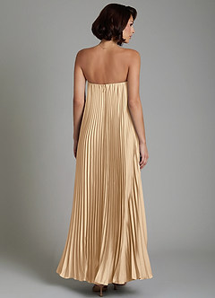 Azazie Rayna Bridesmaid Dresses Champagne A-Line Strapless Stretch Satin Dress image2