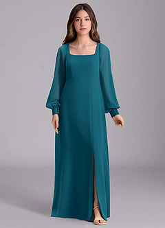 Azazie Bondi Junior Klänning av A-Line i Chiffong Blouson image7