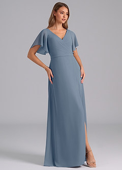 Azazie Ambrosia Bridesmaid Dresses Twilight A-Line Pleated Chiffon Dress image4