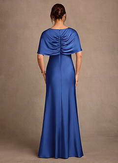 Azazie Dosia Moeder van de bruid jurken Kolom Jurk van Stretch Satijn Geplooid Koningsblauw image3