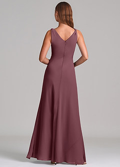 Azazie Nerine Brudtärnklänningar Klä av A-Linje i Chiffong Plisserad Sangria image5