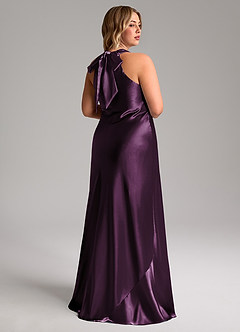 Azazie Doretta Bridesmaid Dresses Plum Mermaid Bow Metallic Satin Dress image9
