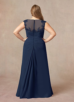 Azazie Libby Mother of the Bride Dresses Dark Navy A-Line Scoop Sequins Chiffon Dress image8