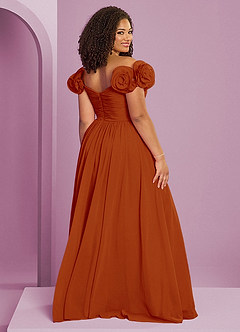 Barbie ♥ Azazie Brautjungfernkleider Wandelbar A-Linie Schulterfrei Chiffon Kleid Paprika image19