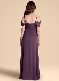 Azazie Kaitlynn Junior Vestido de Ciruela de Satén Elástico de Corte en A con Vestidos sin tirantes image2