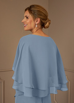 Azazie OHara vestidos de madre de la novia Vestido de Azul Polvoriento de Gasa de Corte En A con Cuello en V image7