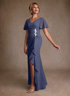 Azazie Suffolk Abiti per la Madre della Sposa Abito A-Line in Chiffon Plissettato Stormy image2