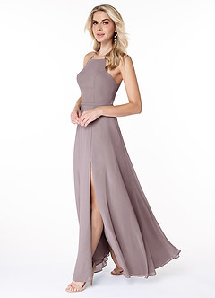 Azazie Bree Bridesmaid Dresses A-Line Side Slit Chiffon Floor-Length Dress image3