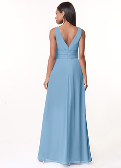 Azazie Julianna Jurken voor bruidsmeisjes Jurk van Chiffon met A-Lijn Staal Blauw image2