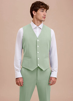 front Ethan Dusty Sage Refined Weave Suit Vest