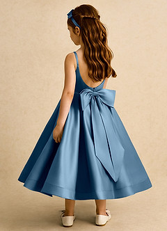 Azazie Babs Flower Girl Dresses Bermuda Ball-Gown Pleated Matte Satin Dress image1