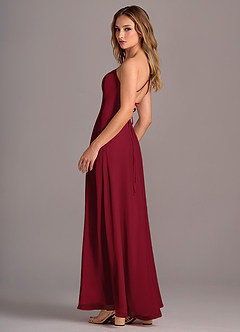Azazie Mei Brautjungfernkleider A-Linie Chiffon Kleid Burgunderrot image5