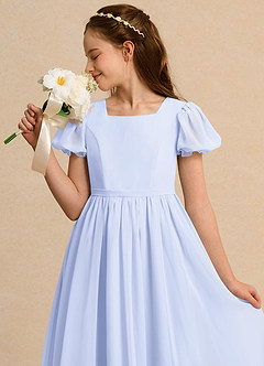 Azazie Joss Flower Girl Dresses Lavender A-Line with Sleeves Chiffon Dress image13
