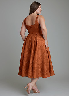 Azazie Amalie Brautjungfernkleider A-Linie Plissee Blumen-Burnout Kleid Gebranntes Orange image11