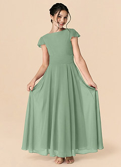 Azazie Payton Robe Trapèze en Mousseline de soie Arc Matcha image3