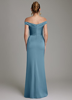 Azazie Teyana Bridesmaid Dresses Bermuda Sheath Off the Shoulder Stretch Satin Dress image7