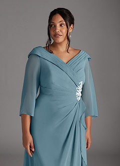 Azazie Jaycee Mother of the Bride Dresses Moody Blue A-Line Chiffon Dress image11