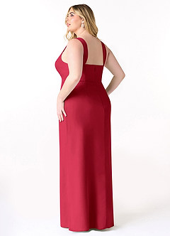 Azazie Denice Bridesmaid Dresses Scarlet Sheath Pleated Chiffon Dress image12