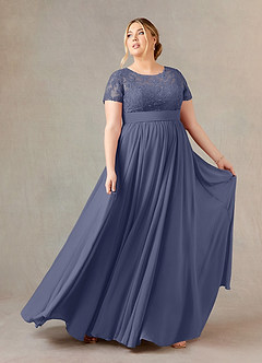 Azazie Annette Abiti per la Madre della Sposa Abito A-Line in Chiffon Pizzo Stormy image7