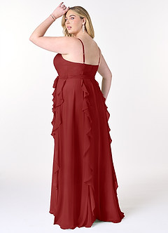 Azazie Peyton Bridesmaid Dresses Rust A-Line Ruched Chiffon Dress image10