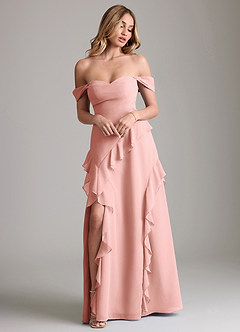 Azazie Sloane Bridesmaid Dresses Rosette A-Line Sweetheart Neckline Chiffon Dress image4