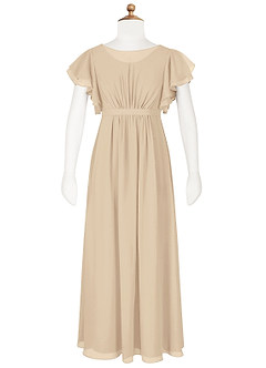 Azazie Daphne Junior Champagne A-Line Pleated Chiffon Dress image6