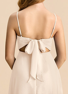 Azazie Shale Junior White Alabaster A-Line Bow Chiffon Dress image6