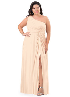 Azazie Brooke Jurken voor bruidsmeisjes Jurk van Mesh met A-Lijn One-Shoulder Parel Roze image33