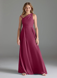 Azazie Dallas Junior Linia A Pofałdowany Szyfon Długość podłogi Młodsza druhna Sukienka image1