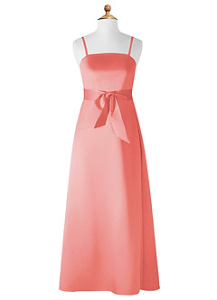 Azazie Anina Junior Robe Trapèze en Mat Satiné Arc Corail image7