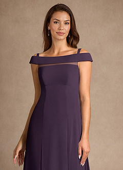 Azazie Ewa Mother of the Bride Dresses Plum A-Line Off the Shoulder Mesh Dress image9