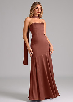 Azazie Shiloh Bridesmaid Dresses Auburn Mermaid Strapless Stretch Satin Convertible Dress image3