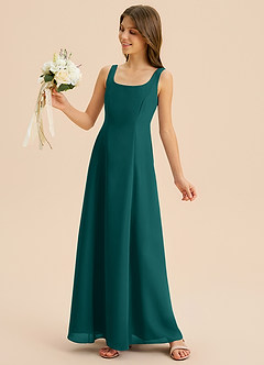 Azazie Lambie Junior Peacock A-Line Pleated Chiffon Dress image7