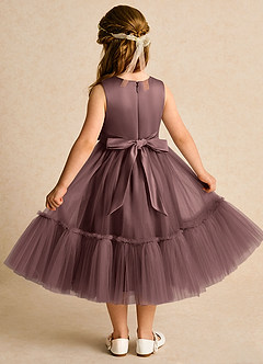 Azazie Miracle Abiti da Ragazza di Fiori Abito A-Line in Raso Opaco Fiocco Espresso image2