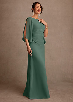 Azazie Anaheim Mother of the Bride Dresses Sea Moss A-Line Pleated Chiffon Dress image3