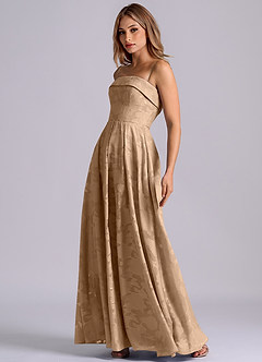 Azazie Lucienne Bridesmaid Dresses Champagne A-Line Strapless Floral Burnout Dress image7